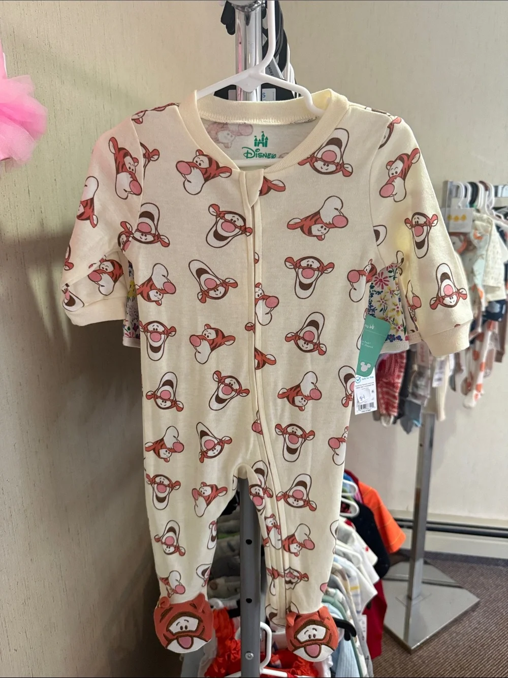 Disney Cream Tigger Print Footed One-Piece